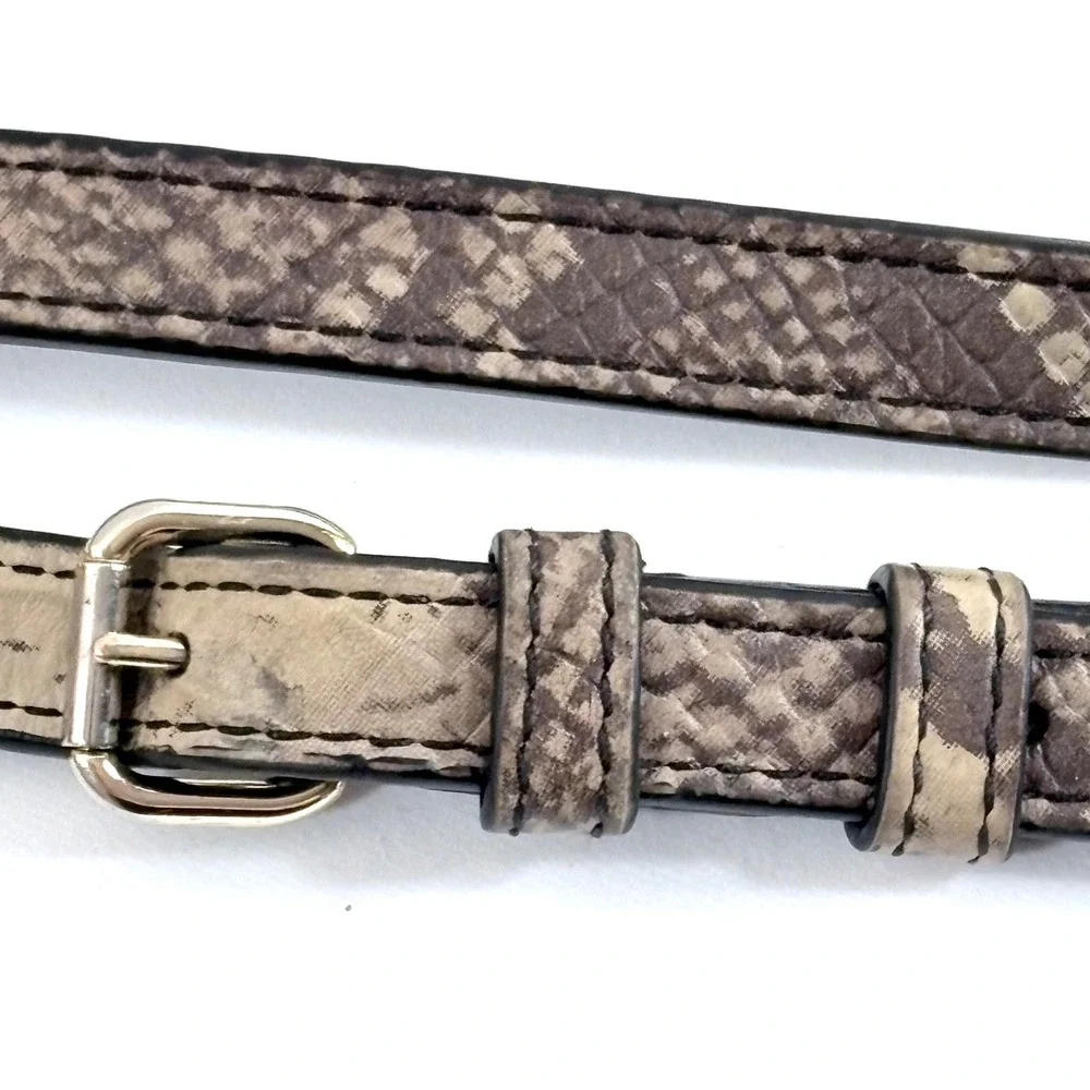 Coach Crossbody Bag Strap Grey Brown Snakeskin Embossed Leather Gold Hardware